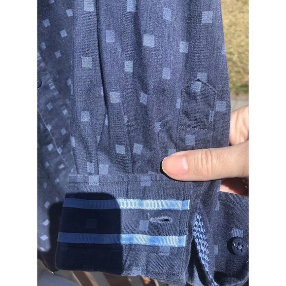 Robert Graham Men's Dress Shirt Blue Geometric Modern American Size Large - Picture 7 of 12